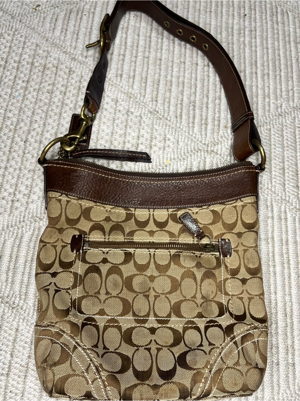 Vintage Coach Signature Canvas Carly Crossbody Bag 10403 Brass File Bag